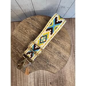 Crossbody Purse Green Gold White Striped Bag Strap Guitar Bag Strap NEW